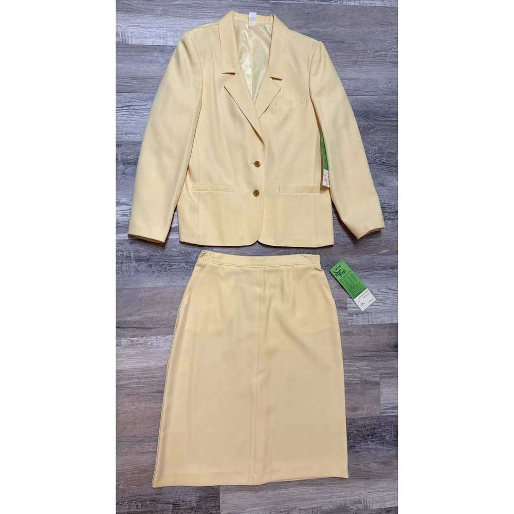 NWT Vtg Sears Blazers That Fit 70s Polyester Skirt Suit‎ Women's 14 Yellow
